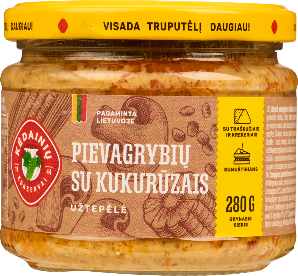 Pievagrybių užtepėlė su kukurūzais